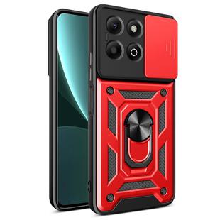 For Honor X6b 4G Sliding Camera Cover Design TPU+PC Phone Case(Red)