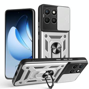 For Honor X8c 4G Sliding Camera Cover Design TPU+PC Phone Case(Silver)