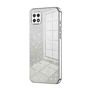 For Samsung Galaxy A22 5G / A22s Gradient Glitter Powder Electroplated Phone Case(Silver)