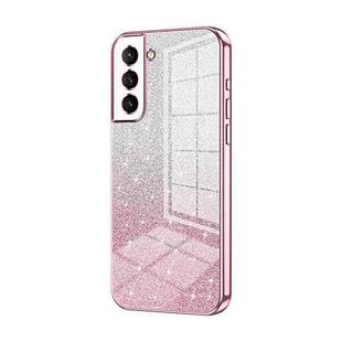 For Samsung Galaxy S21 5G Gradient Glitter Powder Electroplated Phone Case(Pink)