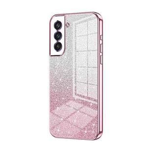 For Samsung Galaxy S21+ 5G Gradient Glitter Powder Electroplated Phone Case(Pink)