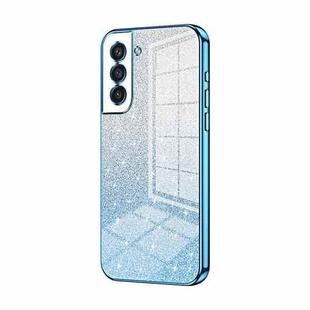 For Samsung Galaxy S21+ 5G Gradient Glitter Powder Electroplated Phone Case(Blue)