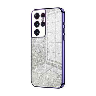 For Samsung Galaxy S21 Ultra 5G Gradient Glitter Powder Electroplated Phone Case(Purple)