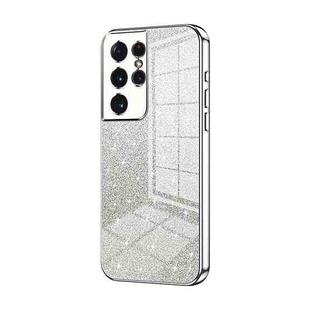 For Samsung Galaxy S21 Ultra 5G Gradient Glitter Powder Electroplated Phone Case(Silver)