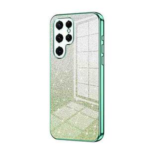 For Samsung Galaxy S22 Ultra 5G Gradient Glitter Powder Electroplated Phone Case(Green)