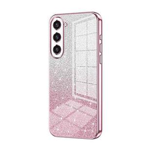 For Samsung Galaxy S23+ 5G Gradient Glitter Powder Electroplated Phone Case(Pink)