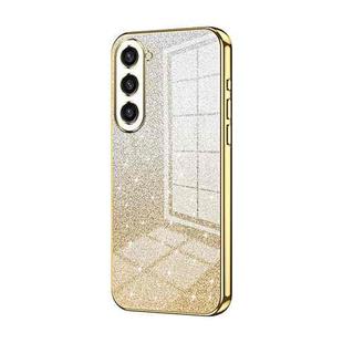 For Samsung Galaxy S23+ 5G Gradient Glitter Powder Electroplated Phone Case(Gold)