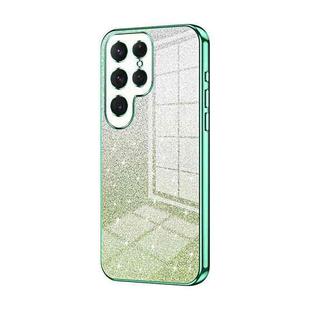 For Samsung Galaxy S23 Ultra 5G Gradient Glitter Powder Electroplated Phone Case(Green)