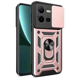 For vivo V25 5G/V25e 4G/X80 Lite 5G Sliding Camera Cover Design TPU+PC Phone Case(Rose Gold)