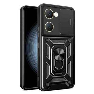 For vivo Y03 Sliding Camera Cover Design TPU+PC Phone Case(Black)