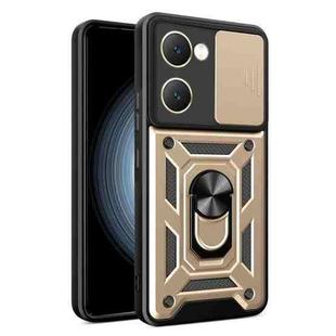 For vivo Y03 Sliding Camera Cover Design TPU+PC Phone Case(Gold)