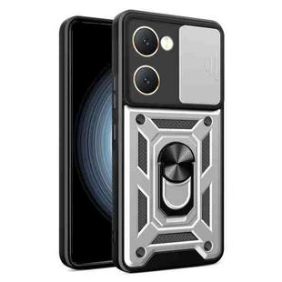 For vivo Y03 Sliding Camera Cover Design TPU+PC Phone Case(Silver)