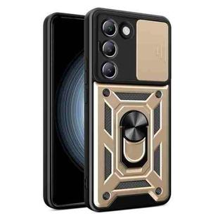 For vivo Y200e 5G Global Sliding Camera Cover Design TPU+PC Phone Case(Gold)