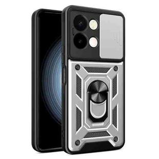 For vivo Y28 4G Sliding Camera Cover Design TPU+PC Phone Case(Silver)