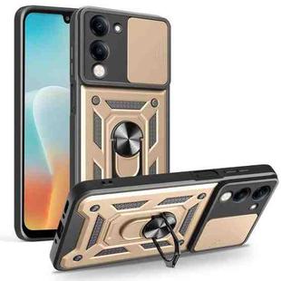 For vivo Y29s 5G / Y04 4G Sliding Camera Cover Design TPU+PC Phone Case(Gold)
