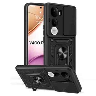 For vivo Y400 Pro 5G India Sliding Camera Cover Design TPU+PC Phone Case(Black)