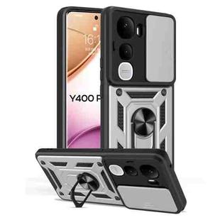 For vivo Y400 Pro 5G India Sliding Camera Cover Design TPU+PC Phone Case(Silver)