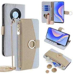 For Huawei nova Y90 4G Crossbody Litchi Texture Leather Phone Case(Blue)