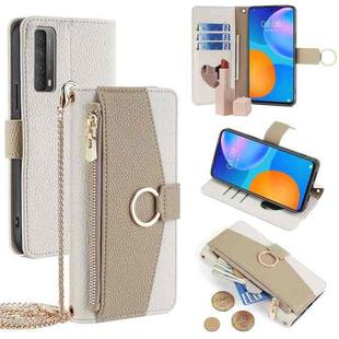 For Huawei P Smart 2021 Crossbody Litchi Texture Leather Phone Case(White)