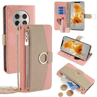 For Huawei Mate 50 Pro Crossbody Litchi Texture Leather Phone Case(Pink)