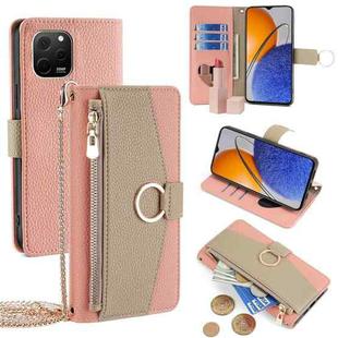 For Huawei nova Y61 Crossbody Litchi Texture Leather Phone Case(Pink)