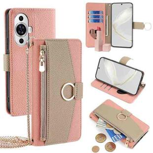 For Huawei nova 11 4G Crossbody Litchi Texture Leather Phone Case(Pink)