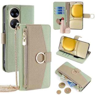 For Huawei P50 Crossbody Litchi Texture Leather Phone Case(Green)