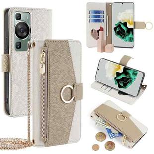 For Huawei P60 / P60 Pro Crossbody Litchi Texture Leather Phone Case(White)