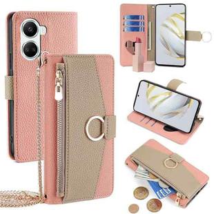 For Huawei nova 10 SE Crossbody Litchi Texture Leather Phone Case(Pink)