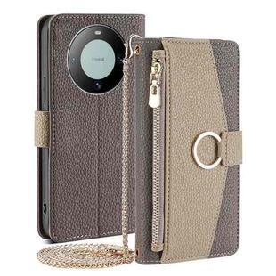 For Huawei Mate 60 Crossbody Litchi Texture Leather Phone Case(Grey)