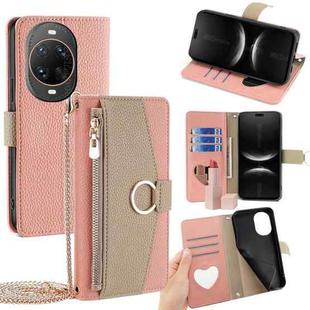 For Huawei nova 14 Ultra 5G Crossbody Litchi Texture Leather Phone Case(Pink)