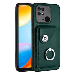 For Xiaomi Redmi 10C Organ Card Bag Ring Holder PU Phone Case(Green)