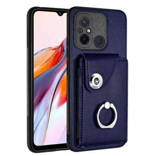 For Xiaomi Redmi 12C/11A Organ Card Bag Ring Holder PU Phone Case(Blue)