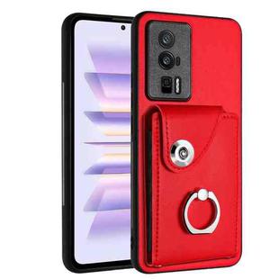 For Xiaomi Poco F5 Pro/Redmi K60/K60 Pro Organ Card Bag Ring Holder PU Phone Case(Red)