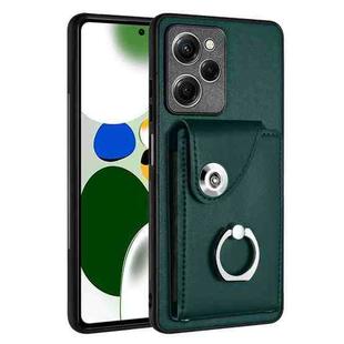 For Xiaomi Poco X5 Pro/Redmi Note 12 Pro Speed Organ Card Bag Ring Holder PU Phone Case(Green)