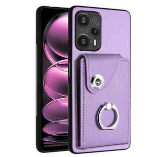 For Xiaomi Poco F5 5G/Redmi Note 12 Turbo Organ Card Bag Ring Holder PU Phone Case(Purple)