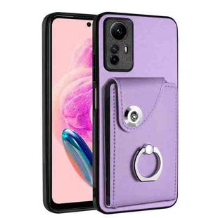 For Xiaomi Redmi Note 12S 4G Global Organ Card Bag Ring Holder PU Phone Case(Purple)