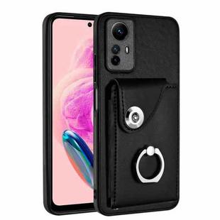 For Xiaomi Redmi Note 12S 4G Global Organ Card Bag Ring Holder PU Phone Case(Black)