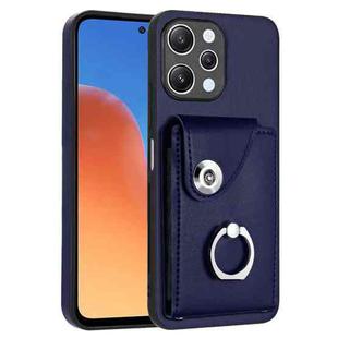 For Xiaomi Redmi 12 4G Global Organ Card Bag Ring Holder PU Phone Case(Blue)