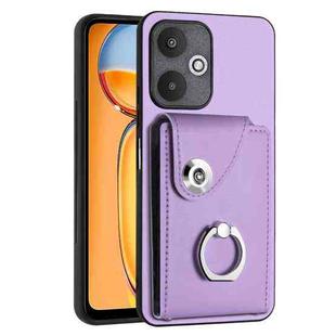 For Xiaomi Redmi 13C 5G / Redmi 13R Organ Card Bag Ring Holder PU Phone Case(Purple)