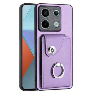 For Xiaomi Redmi Note 13 Pro 5G Global Organ Card Bag Ring Holder PU Phone Case(Purple)