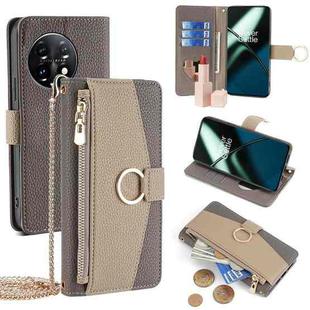 For OnePlus Ace 2 / 11R Crossbody Litchi Texture Leather Phone Case(Grey)