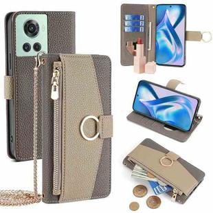 For OnePlus ACE / 10R Crossbody Litchi Texture Leather Phone Case(Grey)