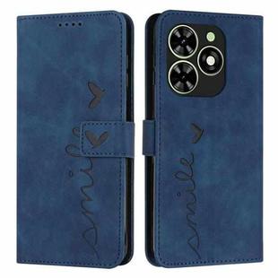 For Tecno Spark Go 2024 / POP 8 Skin Feel Heart Embossed Leather Phone Case with Long Lanyard(Blue)