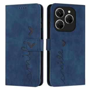For Tecno Spark 20 Pro Skin Feel Heart Embossed Leather Phone Case with Long Lanyard(Blue)