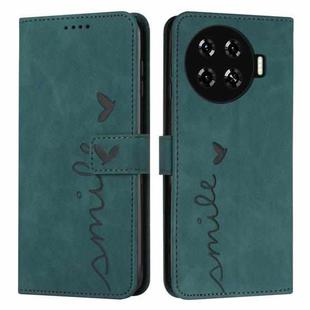 For Tecno Spark 20 Pro+ Skin Feel Heart Embossed Leather Phone Case with Long Lanyard(Green)