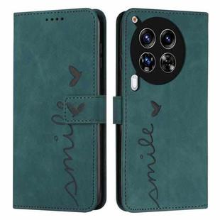 For Tecno Camon 30 4G / 5G Skin Feel Heart Embossed Leather Phone Case with Long Lanyard(Green)