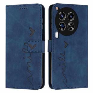 For Tecno Camon 30 4G / 5G Skin Feel Heart Embossed Leather Phone Case with Long Lanyard(Blue)