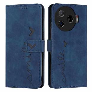 For Tecno Camon 30 Pro 5G Skin Feel Heart Embossed Leather Phone Case with Long Lanyard(Blue)