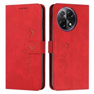 For Tecno Camon 30S Skin Feel Heart Embossed Leather Phone Case with Long Lanyard(Red)